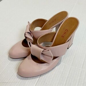CHiE by Chie Mihara Mary Jane Mules Size 38.5 Size 7.5 Pink Leather Spain Pastel
